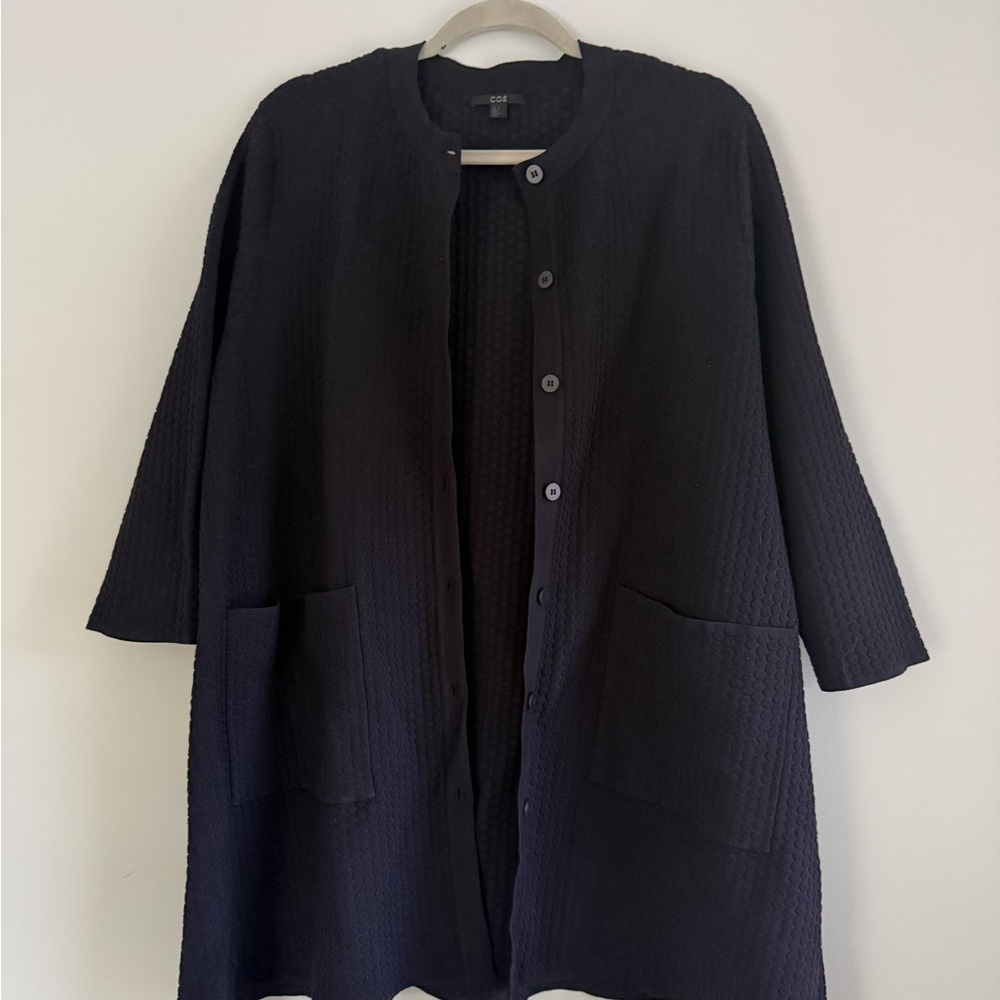 COS Textured Black Button-up Sweater